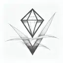 a diamond balancing on top of a single blade of grass using bold black lines in a bold black frame tattoo design idea