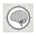 a brain inside a circular frame with geometric patterns shooting from it tattoo design idea