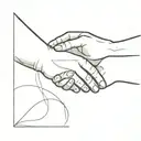  two human forms standing opposite each other touching hands. one of them is light, one of them is dark tattoo design idea