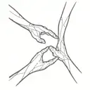  two human forms standing opposite each other touching hands. one of them is light, one of them is dark tattoo design idea