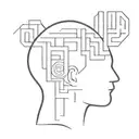 a human head laying back on a pillow with geometric shapes like a maze coming out of the top of his head tattoo design idea