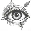 an eye with an arrow dart stuck in the iris tattoo design idea