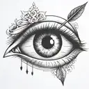 an eye with an arrow dart stuck in the iris tattoo design idea
