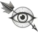 an eyeball with an arrow shooting through it withou a circle around it tattoo design idea