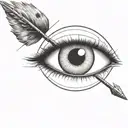 an eyeball with an arrow shooting through it withou a circle around it tattoo design idea