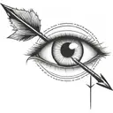 an eyeball with an arrow shooting through it withou a circle around it tattoo design idea