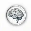 a brain inside a circular frame with geometric patterns shooting from it tattoo design idea