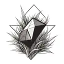 a diamond balancing on top of a blade of grass tattoo design idea