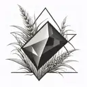 a diamond balancing on top of a blade of grass tattoo design idea