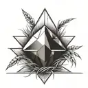a diamond balancing on top of a blade of grass tattoo design idea