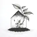 a seed growing out of the ground into a plant. but the plant is slowly becoming a house tattoo design idea