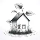 a seed growing out of the ground into a plant. but the plant is slowly becoming a house tattoo design idea