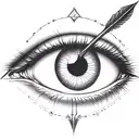 a pair of eyes with an arrow dart stuck in the iris tattoo design idea