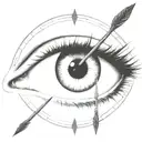 a pair of eyes with an arrow dart stuck in the iris tattoo design idea