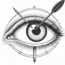 a pair of eyes with an arrow dart stuck in the iris tattoo design idea
