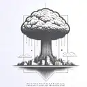 a nuclear explosion mushroom cloud contained within a perfect black rectangle tattoo design idea