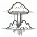 an abstract nuclear explosion mushroom cloud in an abstract black line frame tattoo design idea
