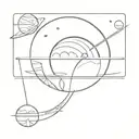 minimalist abstract retro futurism black and white tattoo design of a poster advertising a vacation to mars tattoo design idea