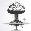 a nuclear explosion mushroom cloud contained within a perfect black rectangle tattoo design idea