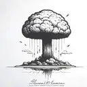 a nuclear explosion mushroom cloud contained within a perfect black rectangle tattoo design idea