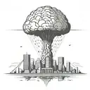 an abstract nuclear explosion mushroom cloud destroying a major city  tattoo design idea