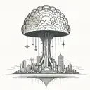 an abstract nuclear explosion mushroom cloud destroying a major city  tattoo design idea