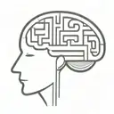 a simple minimalist line drawing of a brain as a maze tattoo design idea