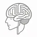 a simple minimalist line drawing of a brain as a maze tattoo design idea