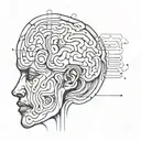 am image of a human with abstract shapes coming out of the brain to depict psychotherapy tattoo design idea