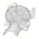 am image of a human with abstract shapes coming out of the brain to depict psychotherapy tattoo design idea