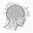 am image of a human with abstract shapes coming out of the brain to depict psychotherapy tattoo design idea