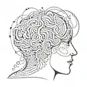 am image of a human with abstract shapes coming out of the brain to depict psychotherapy tattoo design idea