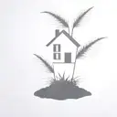 a seed growing out of the ground into a plant. but the plant is slowly becoming a house tattoo design idea