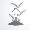 a seed growing out of the ground into a plant. but the plant is slowly becoming a house tattoo design idea