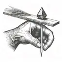 a human hand trying to balance a diamond on top of a single blade of grass tattoo design idea