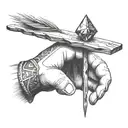 a human hand trying to balance a diamond on top of a single blade of grass tattoo design idea