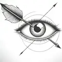 an eyeball with an arrow shooting through it withou a circle around it tattoo design idea