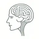 a simple minimalist line drawing of a brain as an elaborate maze with offshoots tattoo design idea