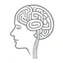 a simple minimalist line drawing of a brain as an elaborate maze with offshoots tattoo design idea