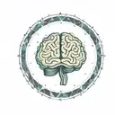 a brain inside a circular frame with geometric patterns shooting from it tattoo design idea