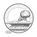 a nuclear explosion contained within a perfect circle tattoo design idea