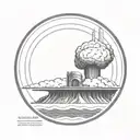 a nuclear explosion contained within a perfect circle tattoo design idea