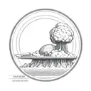 a nuclear explosion contained within a perfect circle tattoo design idea