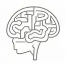 a simple minimalist line drawing of a brain as a maze tattoo design idea