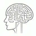a simple minimalist line drawing of a brain as a maze tattoo design idea