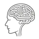 a simple minimalist line drawing of a brain as an elaborate maze tattoo design idea