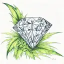 a diamond on top of a blade of grass tattoo design idea