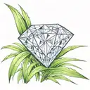 a diamond on top of a blade of grass tattoo design idea