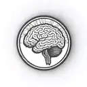a brain inside a circular frame with geometric patterns shooting from it tattoo design idea