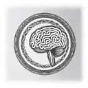 a brain inside a circular frame with geometric patterns shooting from it tattoo design idea